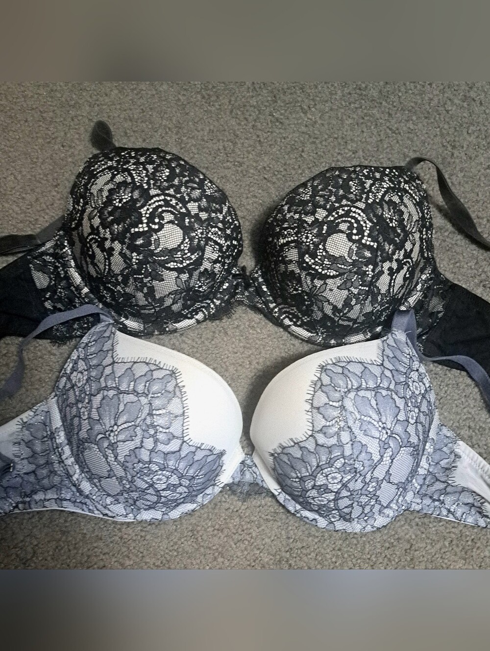 Victoria's Secret Lace Overlay Push-Up Bra Bundle In Size 34D